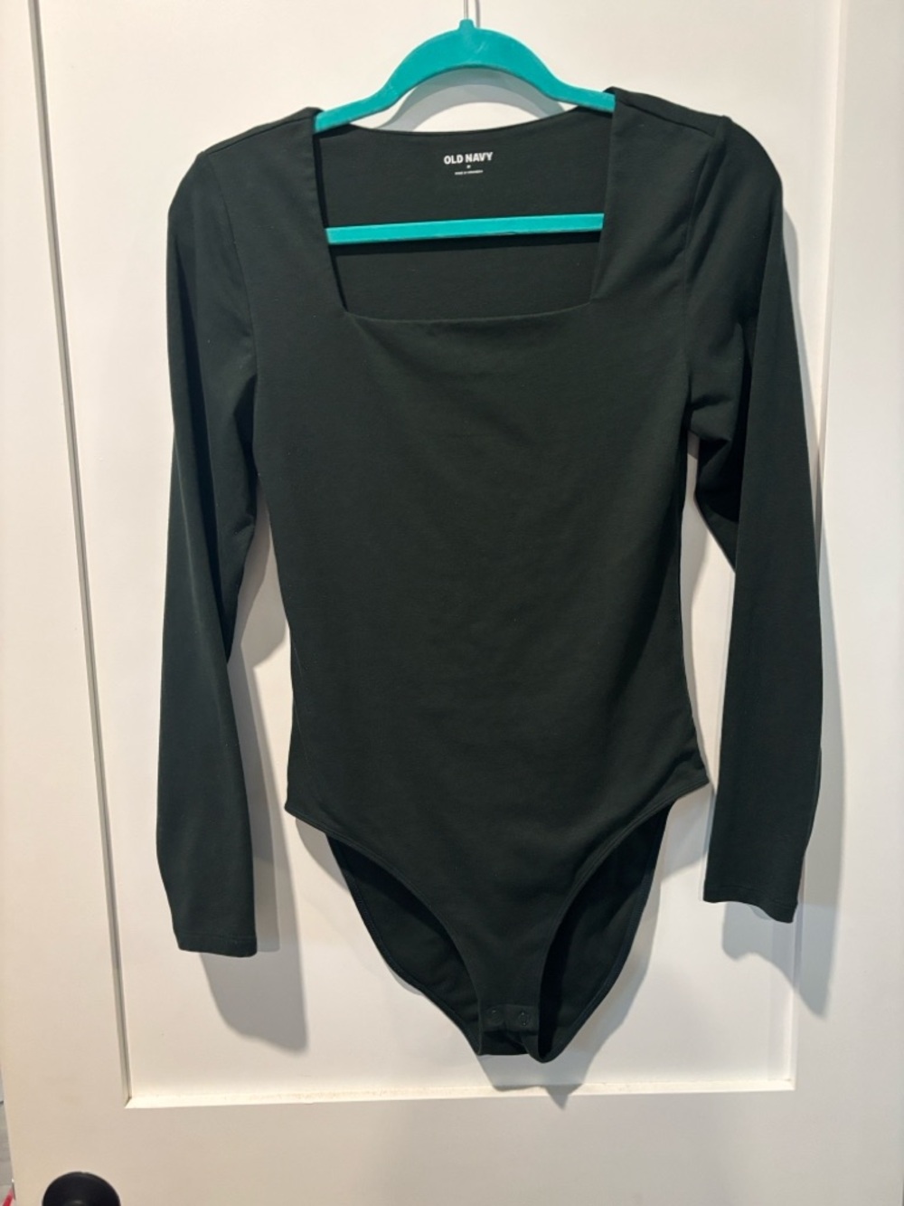 Old Navy Green Long-Sleeve Square Neck One-Piece Bodysuit